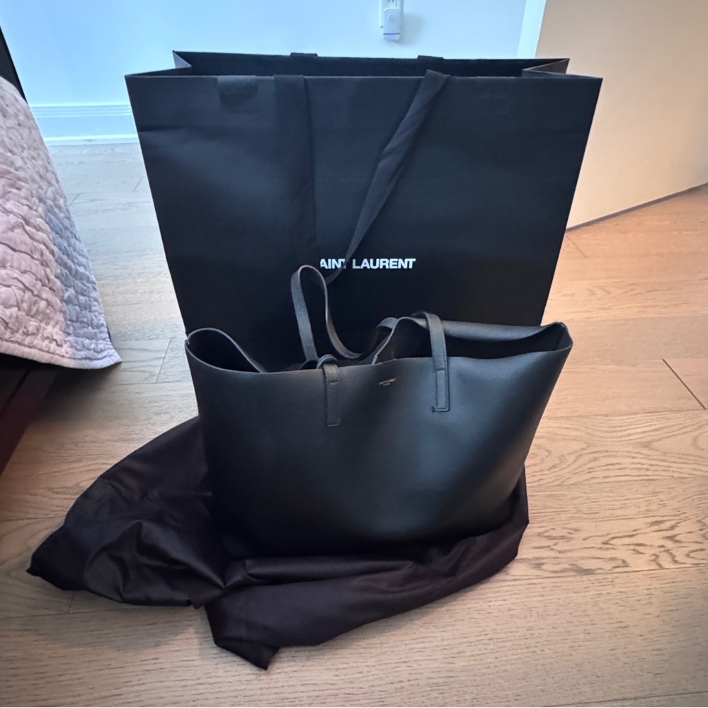 Saint Laurent Black Leather Tote Bag